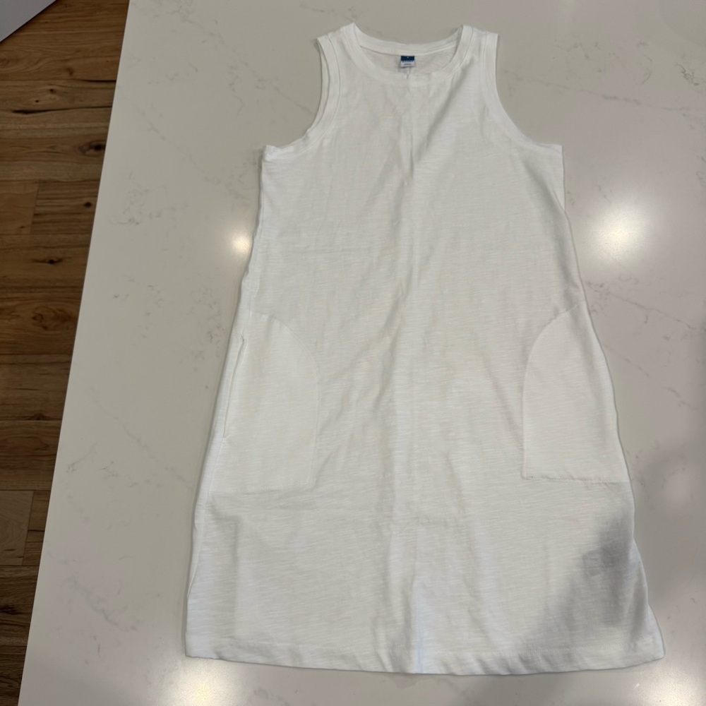 NWOT : Old Navy Vintage Cotton Sleeveless Crewneck T-shirt Minidress White Small
